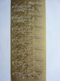 st996- stickervel met uitnodigings stickers: kom je ook op mijn feestje? 10x23cm goud