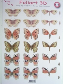 kn/465- A4 knipvel AANBIEDING foli art no.533 vlinders