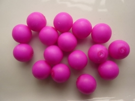 3749- 16 stuks glaskralen van 12mm neon/fluor roze violet