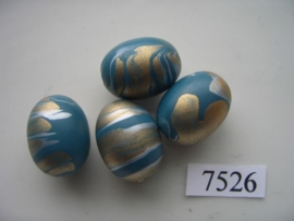 7526- 20x16mm turqoise/blauwe kunststofkraal marmer
