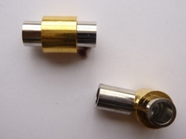 CH.056.1- magneetsluiting van 19x10mm voor bv leren veters - 5mm. zilver/goud  -SUPERLAGE PRIJS!