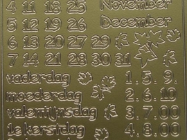 st 382- diverse kalender teksten goud 10x20cm