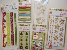 005844- setje met diverse Xmass collection accessoires 6 stuks div. kleuren OPRUIMING