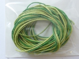 2290542- 3 rollen waxcord mix in groe/l.groen kleuren van 1mm dik en 1.70 meter lang