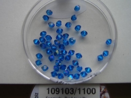 109103/1100- 50 x swarovski kralen 3mm capri blauw AB