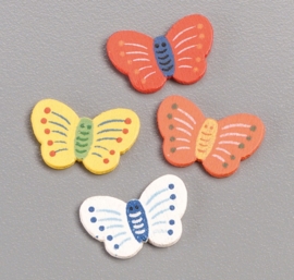8002 622- 15 stuks decoratie houten vlinders in 4 kleuren van 2cm