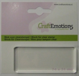 CE130501/1913- Craft Emotions acrylblok voor clearstamps 74x31mm