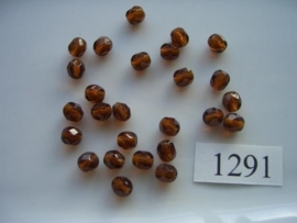 25 stuks tsjechische kristal facet geslepen glaskralen  bruin 6x5mm 1291