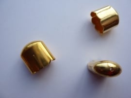 00157G- 2 stuks ovale koordkapjes van 16x9mm goudkleur OPRUIMING