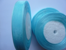 rol met 22.86 meter aqua organzalint van 12mm breed - SUPERLAGE PRIJS!