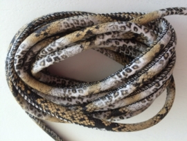 PU.01- 3 meter imitatieleren koord slangen- & tijgerprint naturel 4mm