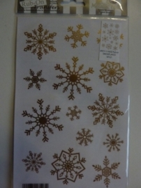 005006.C- Rub-on transfer snowflakes goud 24x14cm OPRUIMING