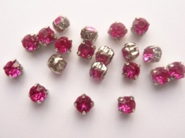 CH.003- 20 stuks rijgstrass / naaistrass van 5mm fuchsia