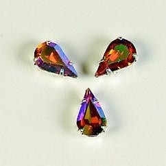 107011/0055- 8 stuks glazen rijg/naai strass steentjes 10x6mm druppel kristal topaz AB