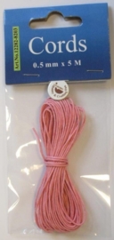 000CE440200/8203- 5 meter waxcord van 0.5mm dik roze