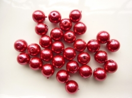 2174- 30 stuks glasparels van 10mm cerise/rood - SUPERLAGE PRIJS!