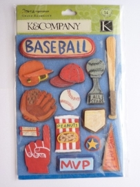 5594- K&Co grand adh. chipboard 3D stickers "baseball" 12x16cm