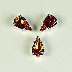 107011/0002- 8 stuks glazen rijg/naai strass steentjes 10x6mm druppel kristal topaz