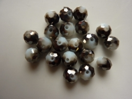 1418- 20 stuks AA-kwaliteit electroplated geslepen glaskralen 8x5mm lichtgrijs/opaal zwart
