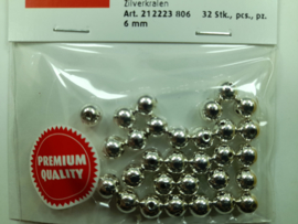 2223 806 - 32 stuks wax parels van 6mm. - zilver - premium kwaliteit