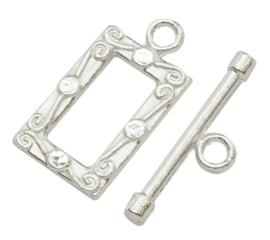 CH.079- 3 stuks kapittelslotjes rechthoek 17x12mm staalkleur - SUPERLAGE PRIJS!