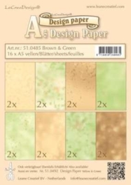 CE117151/0485- 16 vellen LeCrea design papier assortiment brown/green A5