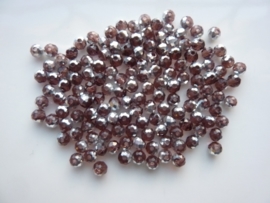 3915- ca. 145 stuks geslepen glaskralen van 4x3mm orchid zilverplated - SUPERLAGE PRIJS!