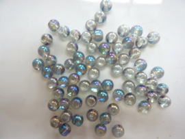 3276 - Ca. 60 stuks glaskralen olie transparant hoogglans van 6 mm.