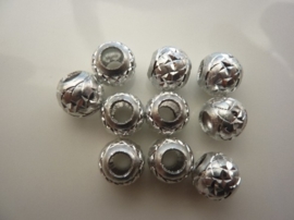 8816- 10 stuks aluminium kralen met groot gat 10x9mm zilverkleur  - CH008