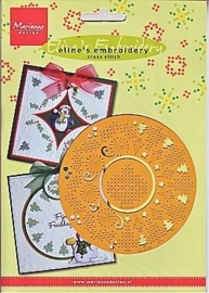 2613-  Marianne Design Eline`s embossing en borduurstencil kerstcirkel  OPRUIMING
