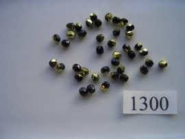40 stuks tsjechische kristal facet geslepen glaskralen zwart met gouden coating 4mm 1300