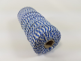 CE890030/1623- 110 mtr katoen macramé touw spoel 1.5mm 100grs - blauw/wit