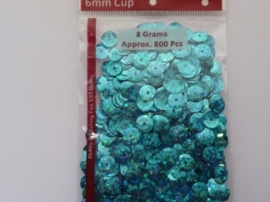 CE420001/1236- 8 gram pailletten 6mm facon glitter blauw AB - ca.800 stuks
