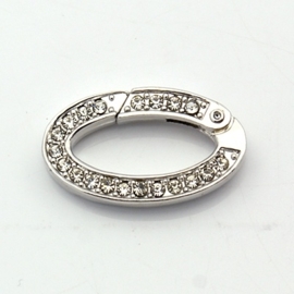 CH.012- clipsluiting ovaal platinum met strass 29.5x17.5mm SUPERLAGE PRIJS!