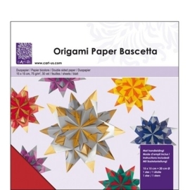 1858 5206- 30 vel origami bascetta papier 2-zijdig gekleurd rood/groen 15x15cm