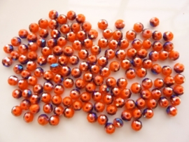 3924- ca. 145 stuks geslepen glaskralen van 4x3mm rood met blauwe AB - SUPERLAGE PRIJS!