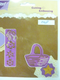 0002348- Joy0085- stencil mand met bloemen (mand is 5x6cm) OPRUIMING