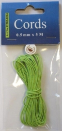 000CE440200/8214- 5 meter waxcord van 0.5mm dik neon groen