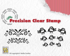 CE130510/1916- Nellie's Choice precision clearstamp Xmas starbust-robin APST016