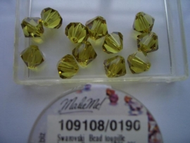 109108/190 - 12 x swarovski 8mm limoen geel