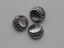 5150- 3 x glas schelp 13.5mm metallic grijs