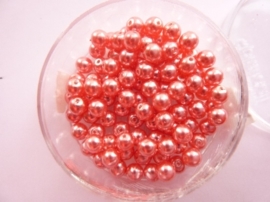 100 x ronde glasparels in een doosje 4mm zalm/roze  -  2219 528