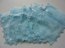 CH.00325- 5 stuks zeer luxe organza zakjes van 16x14cm babyblauw - SUPERLAGE PRIJS!