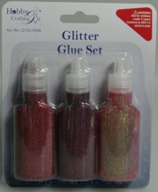 CE870403/9206- 3 flesjes glitterlijm á 25ml rood assortiment