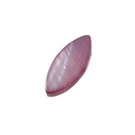 006080/0328- 6 stuks zeer mooie zware kwaliteit parelmoer kraal roze spitsovaal 17 x 7 mm
