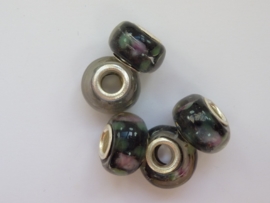 00099- 5 stuks groot gat glaskralen (pandora style) 17x11mm OPRUIMING