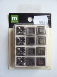 5934- Making Memories pewter metalen brads 12 stuks van 1.3x1.3cm OPRUIMING