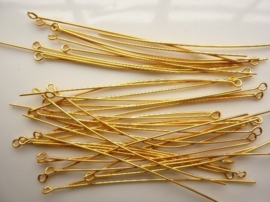ca. 40 stuks kettelstiften van 7cm extra lang in goudkleur- bijzonder stevige kwaliteit