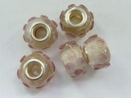 00042- 5 stuks groot gat glaskralen (pandora style) 17x10mm OPRUIMING