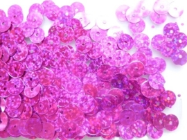 118372/461- 10gram gladde pailletten van 8mm in glitter fuchsia (grote hoeveelheid!)